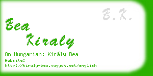 bea kiraly business card